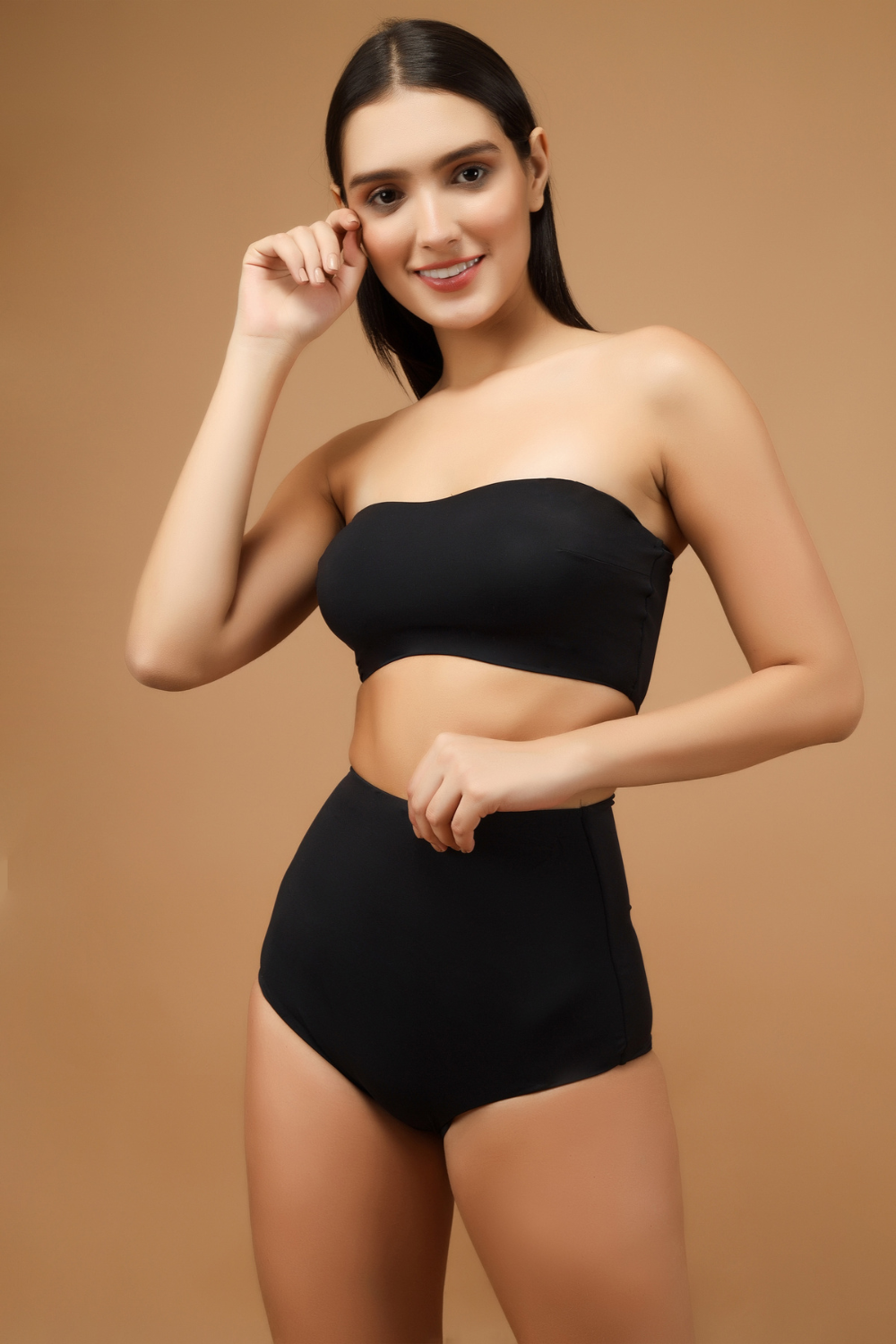 The Active Story Black Shaping Bandeau Bralette With Tummy Shaper
