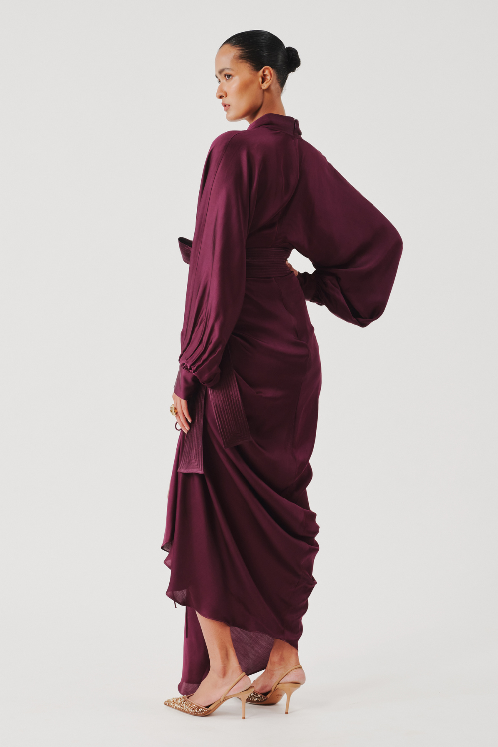 Burgundy Draped Dress