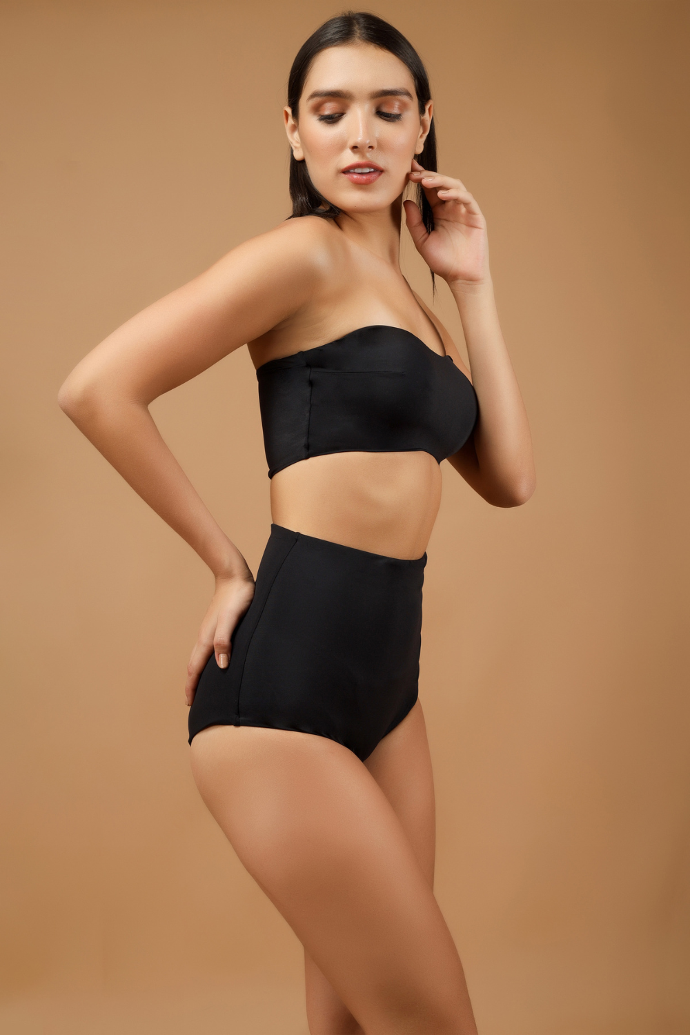 The Active Story Black Shaping Bandeau Bralette With Tummy Shaper