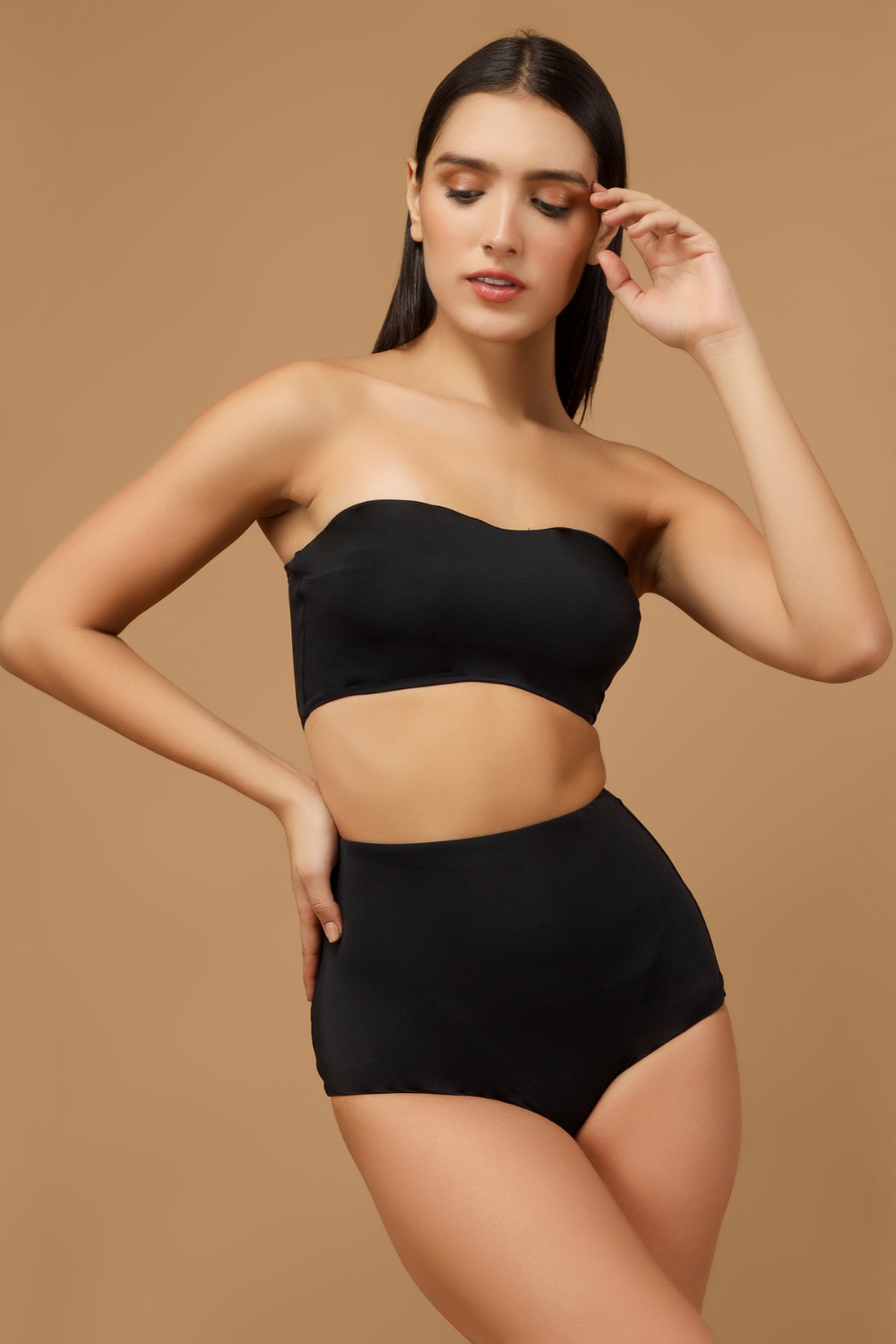 The Active Story Black Shaping Bandeau Bralette With Tummy Shaper