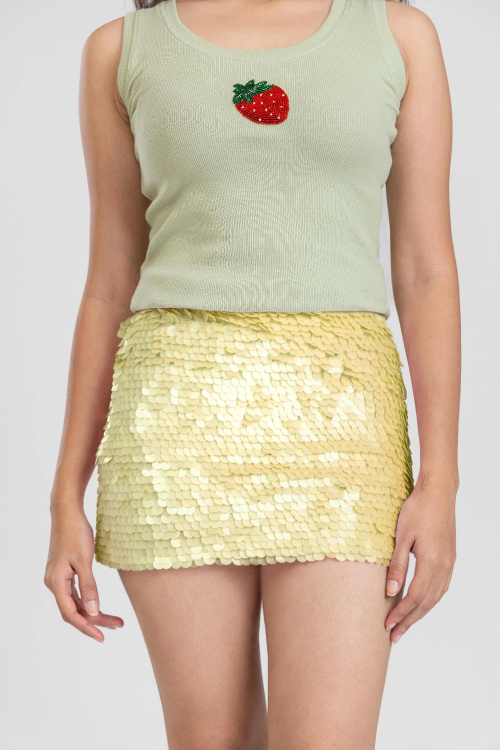Yellow Shell Sequin Skirt