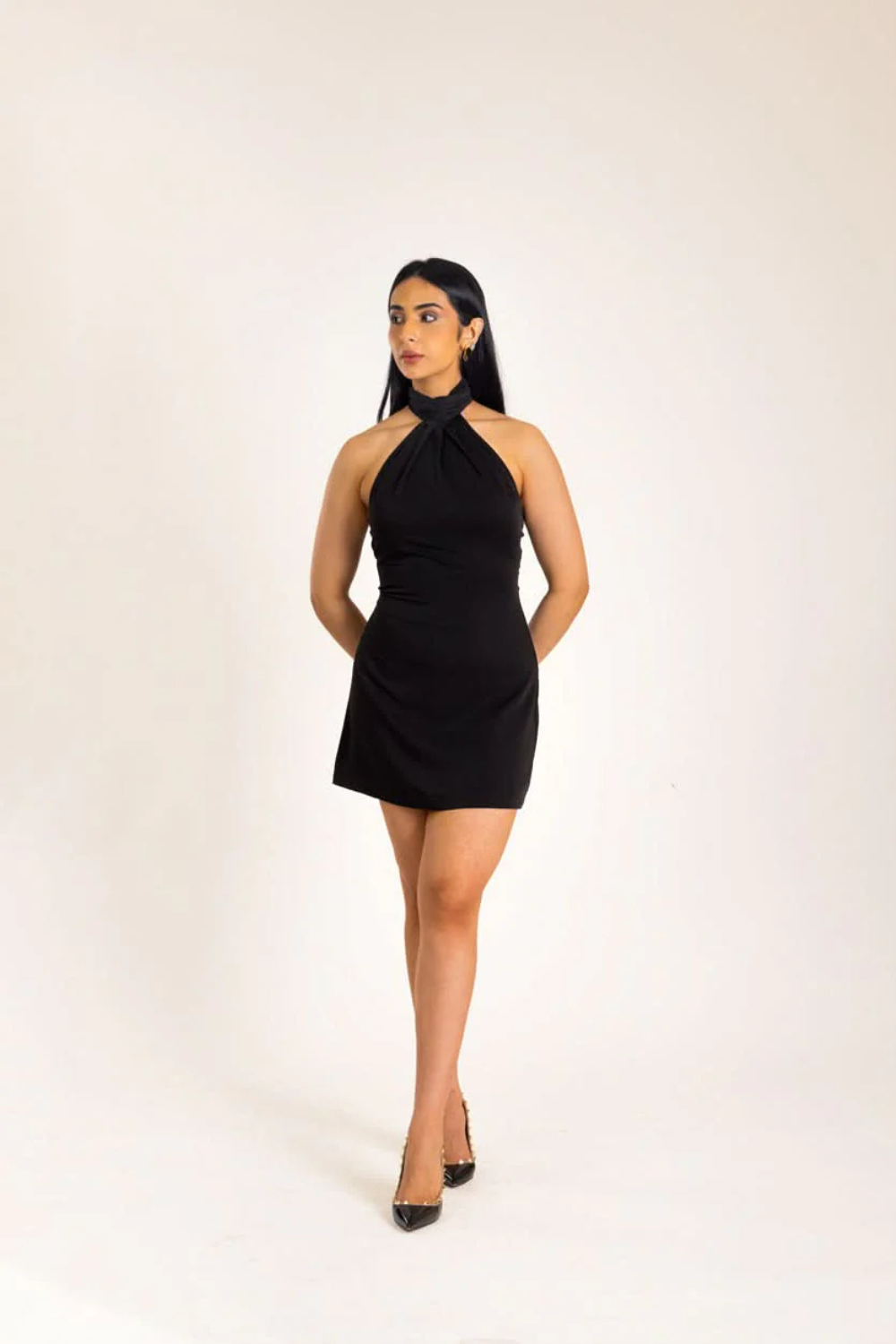 Black Scarf Wrap Mini Dress