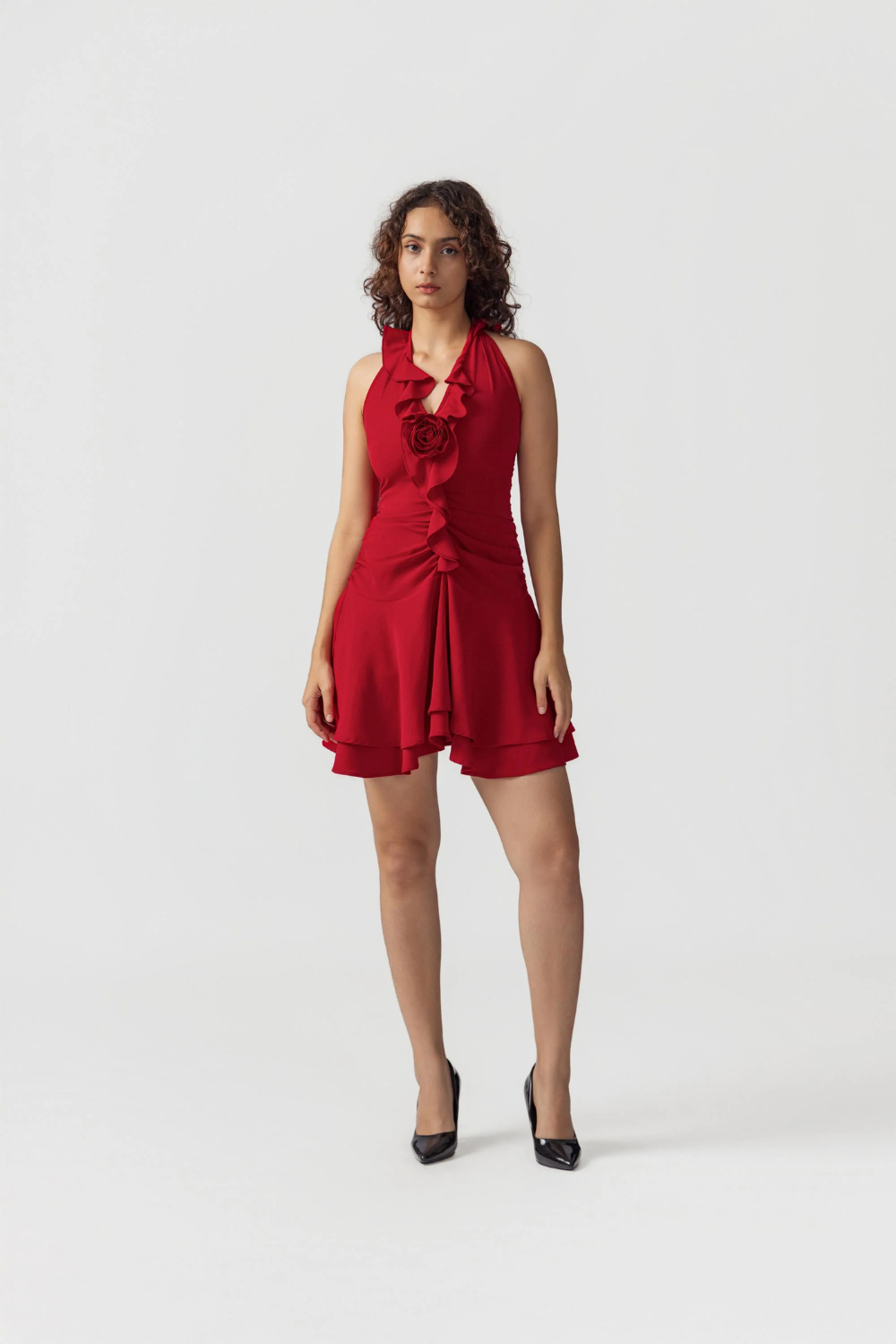 Rose Frill Mini Dress
