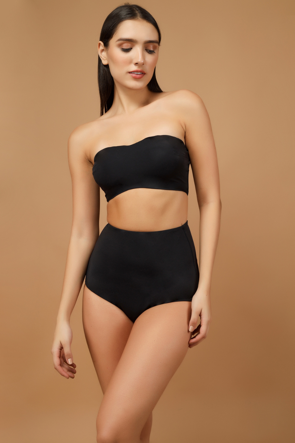 The Active Story Black Shaping Bandeau Bralette With Tummy Shaper