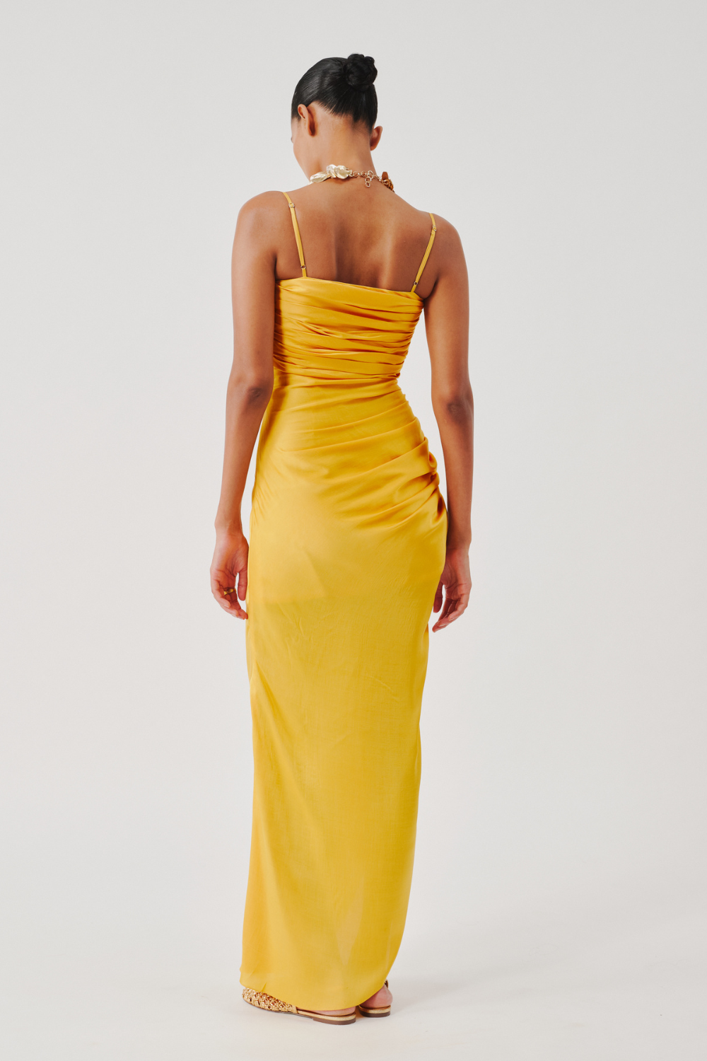 Sunny Yellow Spagetti Draped Dress