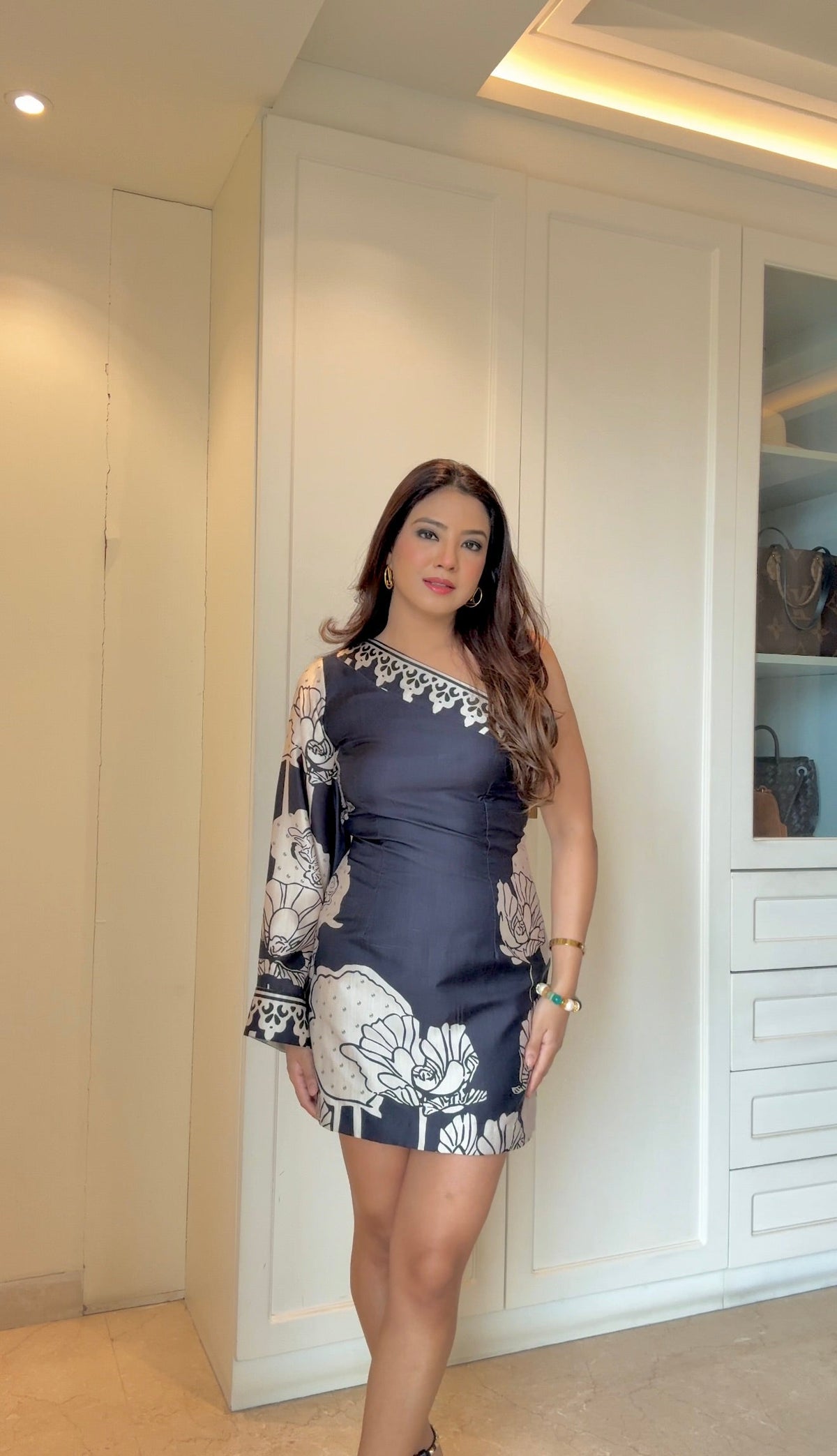 Monochrome Printed Mini Dress