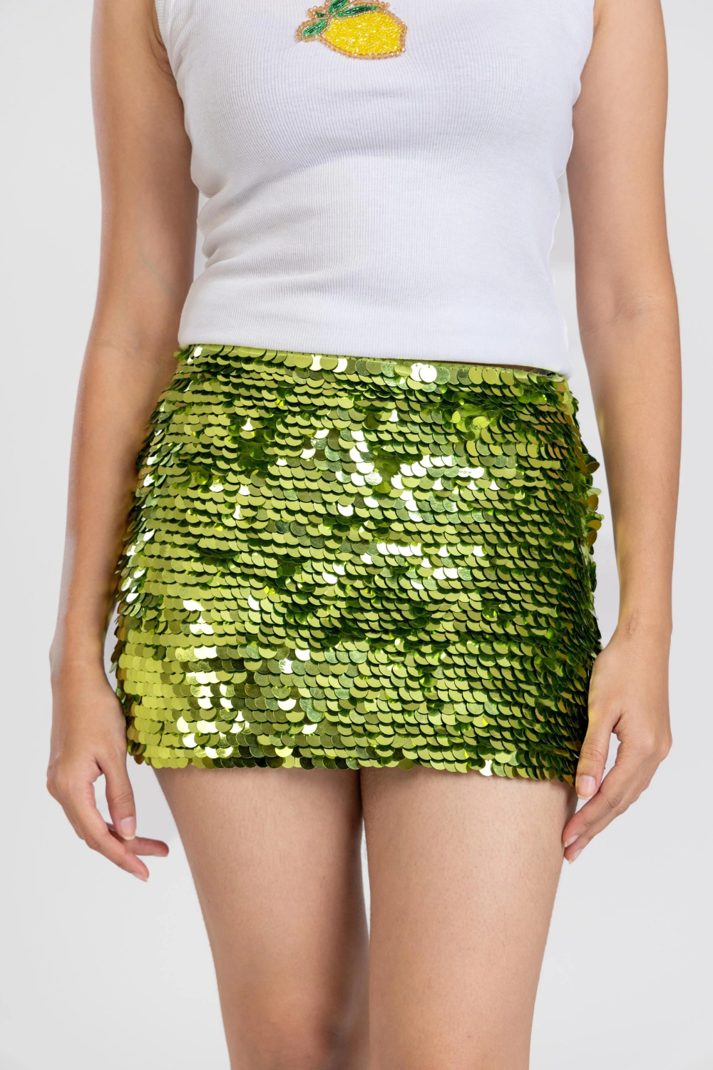 Green Shell Sequin Skirt